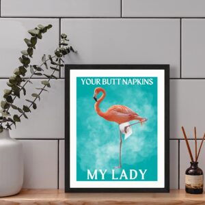 Roxbury Row Flamingo Bathroom Decor | Flamingo Decor, Decorations, Funny Bathroom Signs, Flamingo Bathroom Poster, Pink Flamingo Gifts for Women | Teal Bathroom Decor (8x10 Unframed)