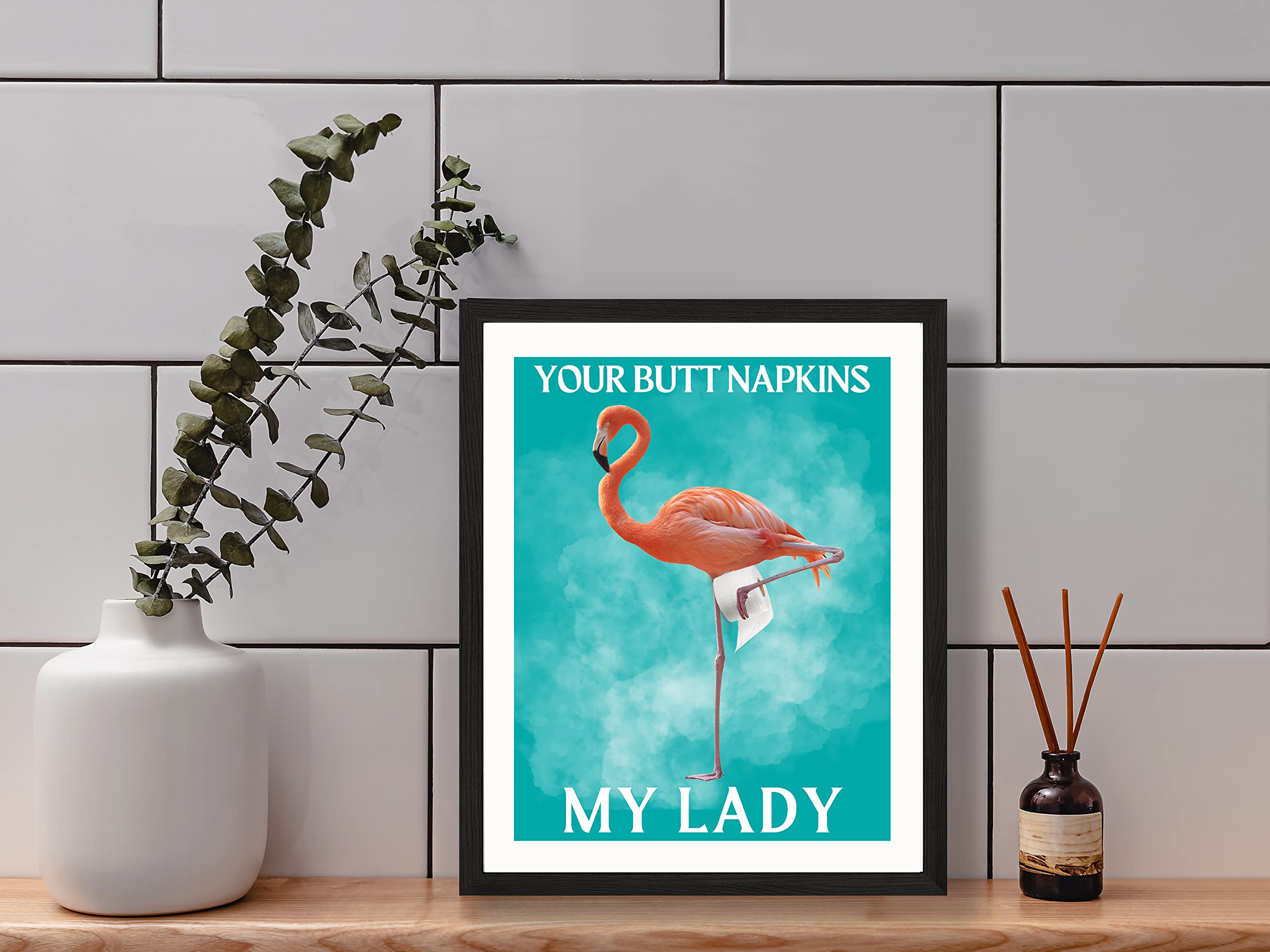 Roxbury Row Flamingo Bathroom Decor | Flamingo Decor, Decorations, Funny Bathroom Signs, Flamingo Bathroom Poster, Pink Flamingo Gifts for Women | Teal Bathroom Decor (8x10 Unframed)