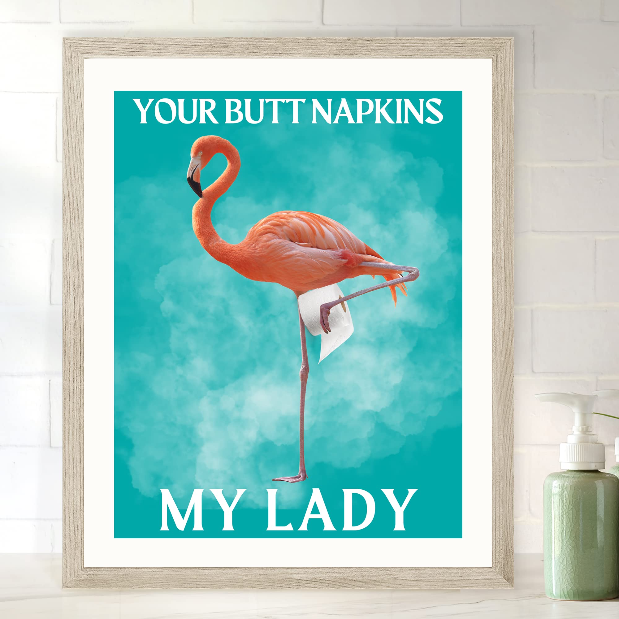 Roxbury Row Flamingo Bathroom Decor | Flamingo Decor, Decorations, Funny Bathroom Signs, Flamingo Bathroom Poster, Pink Flamingo Gifts for Women | Teal Bathroom Decor (8x10 Unframed)