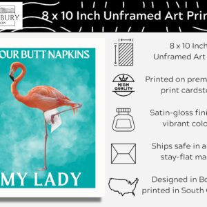 Roxbury Row Flamingo Bathroom Decor | Flamingo Decor, Decorations, Funny Bathroom Signs, Flamingo Bathroom Poster, Pink Flamingo Gifts for Women | Teal Bathroom Decor (8x10 Unframed)