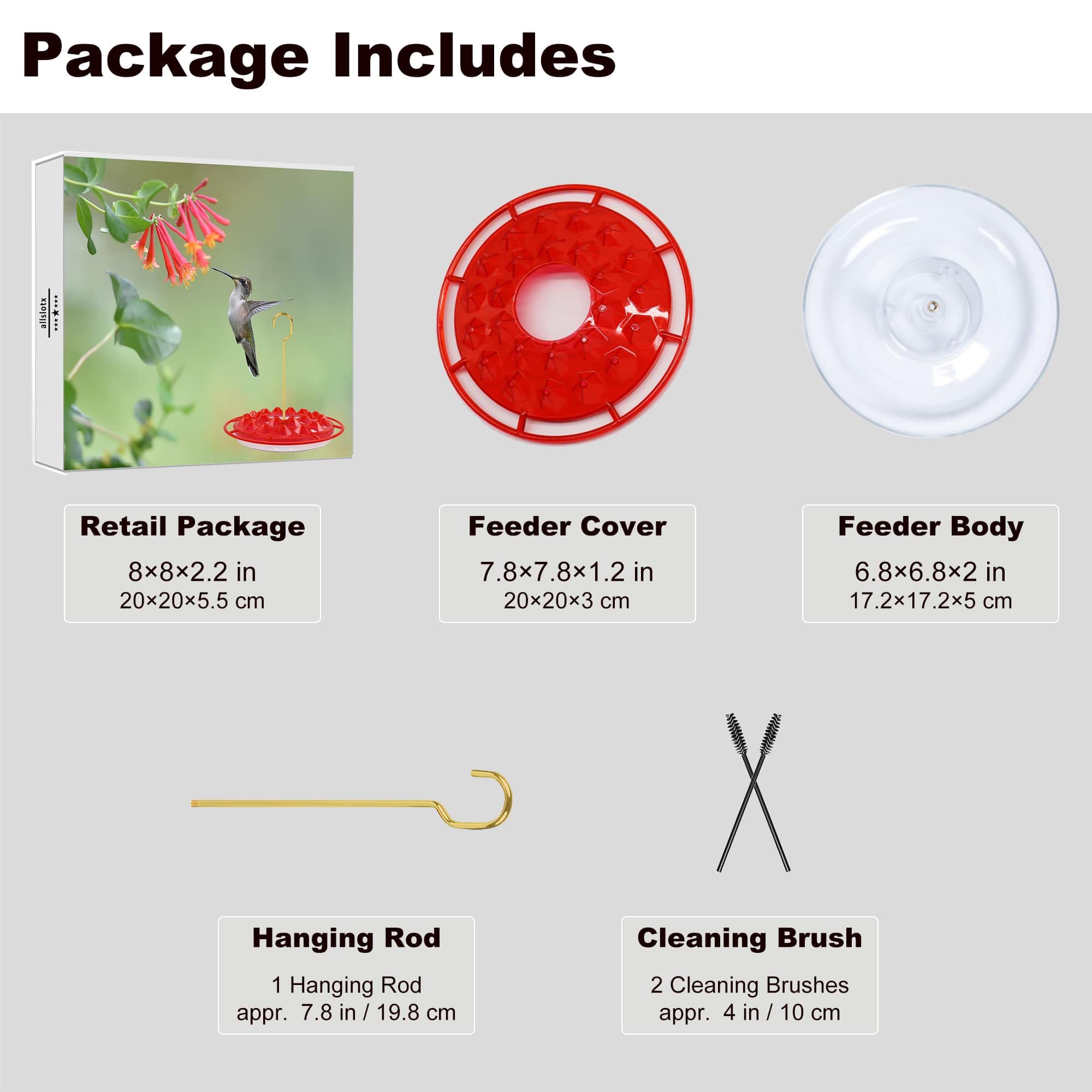 Hummingbird Feeders for Outdoors Hanging - 10 oz, 25 Feeding Ports, Easy to Install, Refill & Clean, Leak-Proof, Plastic Saucer Hummingbird Feeders with Cleaning Brushes