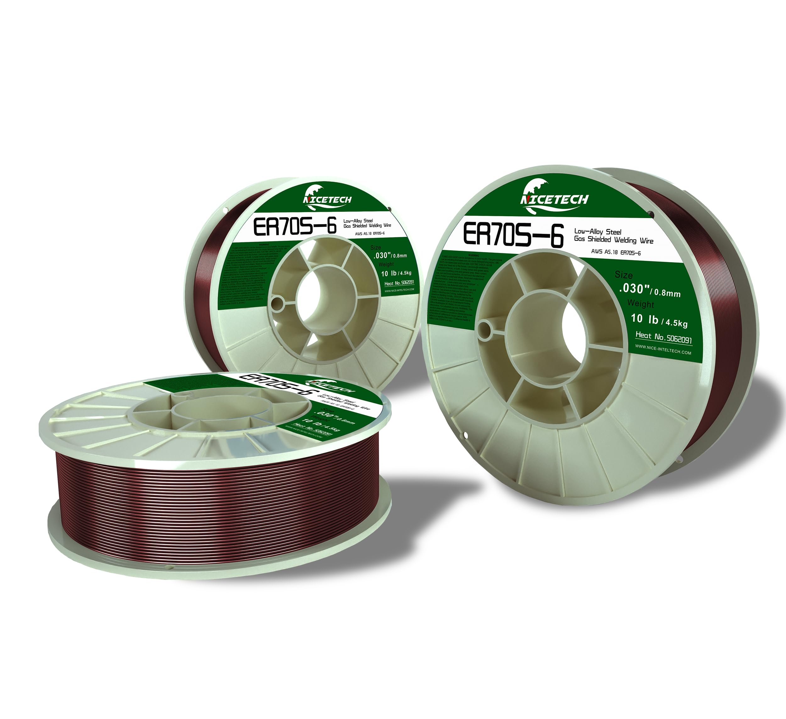 NICETECH, MIG Solid Welding Wire, Carbon Steel, ER70S-6 .030-Diameter, 10 Pounds Spool, Package of 1