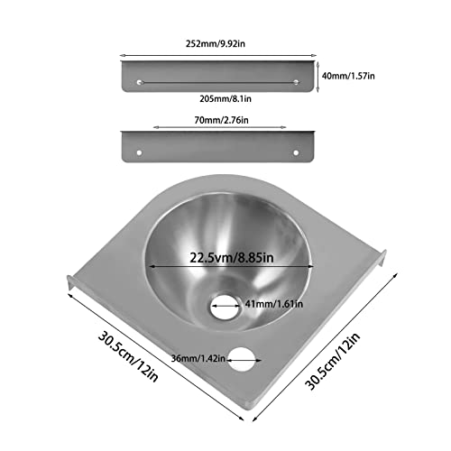 Hand Wash Basin Sink, Corner Triangle Basin Sink Brushed Finish Kitchen Bathroom Hand Wash Basin Sink for Boat Carava