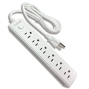 power strip with 6 feet zlmhone mountable flat plug power strip with 6 outlets for home, office, dorm