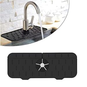 silicone faucet drip catcher kitchen sink splash mat, water catcher tray behind faucet handle drip pad drip protect splash countertop for room -gray