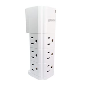 wall outlet extender surge protector zlmhone 9ac multiple plug outlet and 2 usb charging ports, 3-sided spaced widely wall outlet extender with rotating plug for home, office, travel