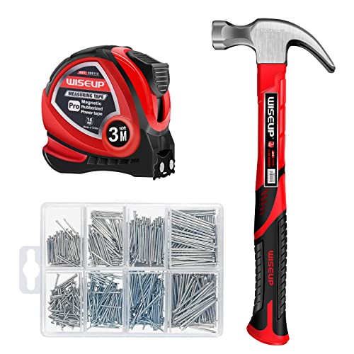 Hammer and nails Set 560pcs Wall Nails & Finish Nails For Hanging Pictures Small Hammer Set 8oz Tape Measure 10ft Basic Woodwork Tool Kit For Home Decor,Wood Craft,Household DIY Supplies