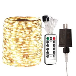 resnice led fairy string lights 200ft 600 leds outside indoor plug in string lights waterproof remote control for living bed room, backyard, patio, garden, porch, wedding or christmas decorating