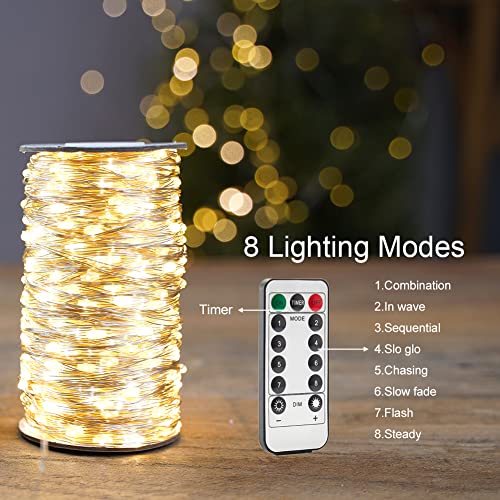 RESNICE LED Fairy String Lights 200FT 600 LEDs Outside Indoor Plug in String Lights Waterproof Remote Control for Living Bed Room, Backyard, Patio, Garden, Porch, Wedding or Christmas Decorating