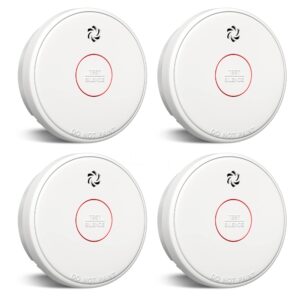 fire alarms smoke detectors, smoke alarm battery operated, 10-year product life, fire alarm with test button & low battery signal, photoelectric technology fire detectors for bedroom and home (4 pack)