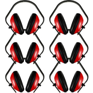 maitys 6 pcs soundproof earmuffs hearing protection headphones adjustable padded defender noise reduction earplug for kids (red)