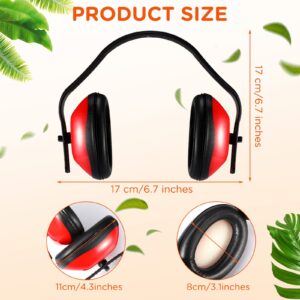 Maitys 6 Pcs Soundproof Earmuffs Hearing Protection Headphones Adjustable Padded Defender Noise Reduction Earplug for Kids (Red)