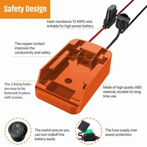 Power Wheel Adapter with Fuse&Switch,Secure Battery Adapter for Black+Decker 20V MAX Lithium Battery,with 12 Gauge Wire,Good Power Convertor for DIY Ride On Truck,Robotics,RC Toys and Work Lights