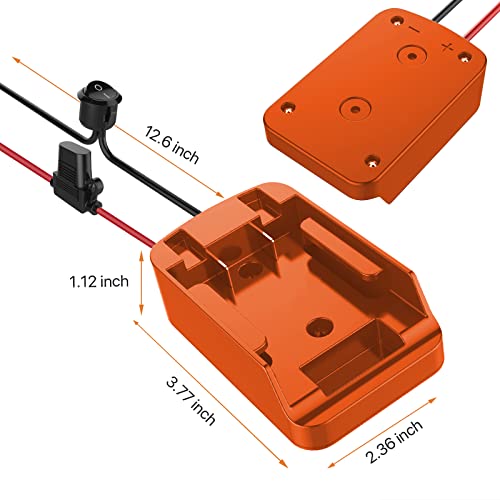 Power Wheel Adapter with Fuse&Switch,Secure Battery Adapter for Black+Decker 20V MAX Lithium Battery,with 12 Gauge Wire,Good Power Convertor for DIY Ride On Truck,Robotics,RC Toys and Work Lights