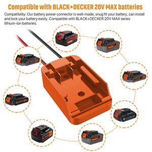 Power Wheel Adapter with Fuse&Switch,Secure Battery Adapter for Black+Decker 20V MAX Lithium Battery,with 12 Gauge Wire,Good Power Convertor for DIY Ride On Truck,Robotics,RC Toys and Work Lights