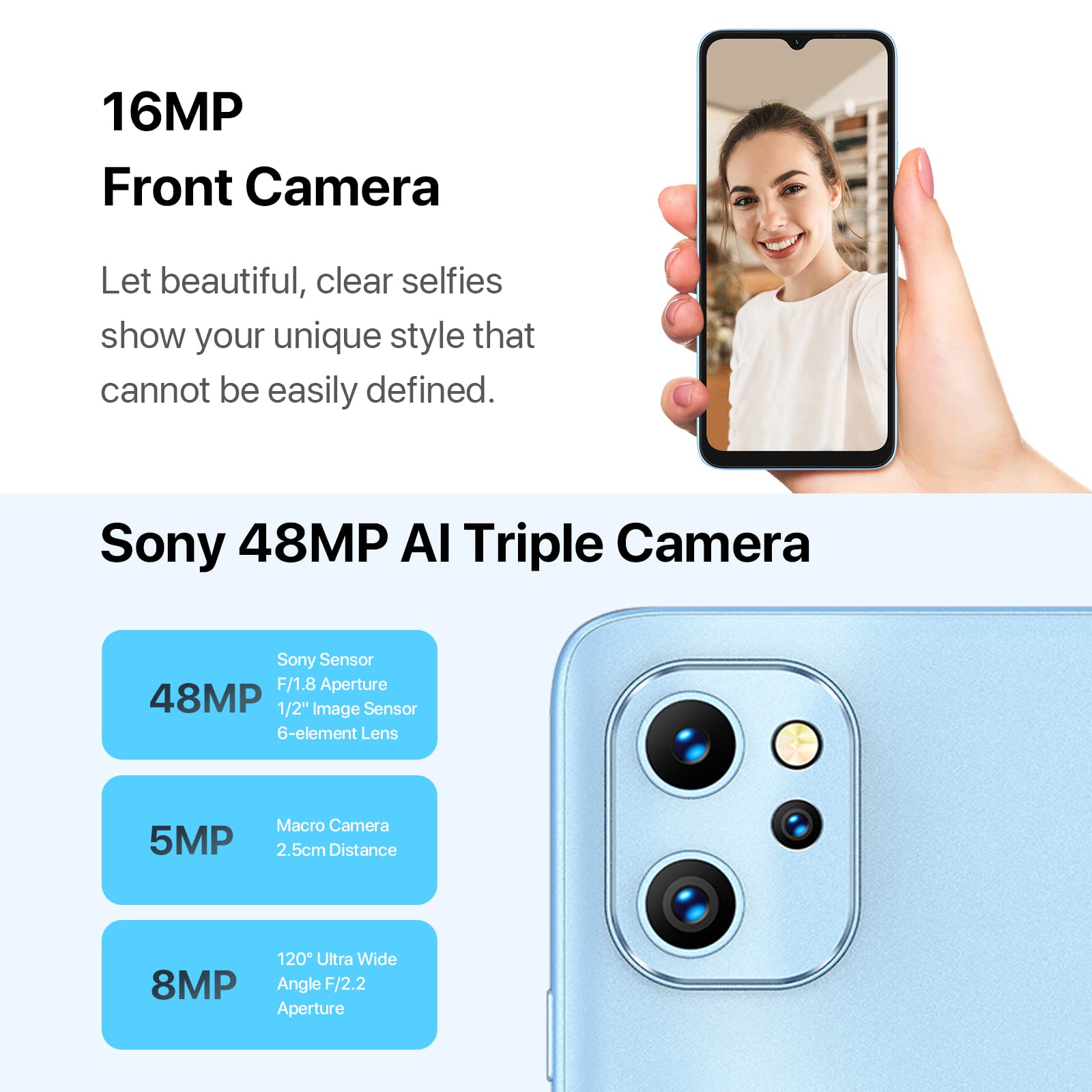 UMIDIGI F3 (8GB+128GB) Unlocked Cell Phone, NFC, Android11, 6.7inch HD Full Screen, 5150mAh Battery, Smartphone with Sony 48MP AI Triple Camera, 18W Fast Charging, Dual SIM