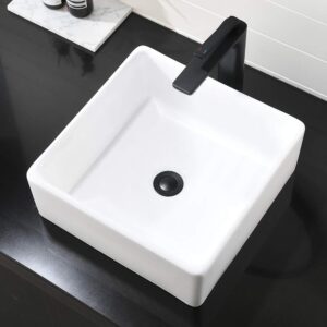 somrxo bathroom vessel sink square vessel sink for bathroom 15"x15" above counter bathroom sink white porcelain ceramic bathroom vessel sink vanity sink art basin