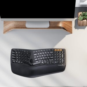 ProtoArc Backlit Wireless Ergonomic Keyboard, EK01 Bluetooth Ergo Split Keyboard with Wrist Rest, Natural Typing, Multi-Device, Rechargeable, Windows/Mac/Android