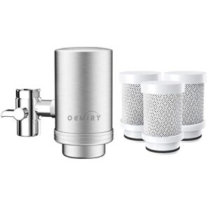 oemiry om-wf01 faucet water filter & om-wf01 replacement filters, reduces 99.99% lead, chlorine, heavy metals, bad taste & odor (4 filters included)