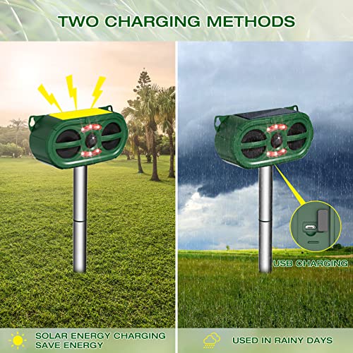 Umila Ultrasonic Solar Animal Repeller, 2022 Upgrade Cat Repellent Outdoor, Squirrel, Deer, Raccoon, Skunk, Rabbit, Dog, Cat, Waterproof with Alarm and LED Flashing Light