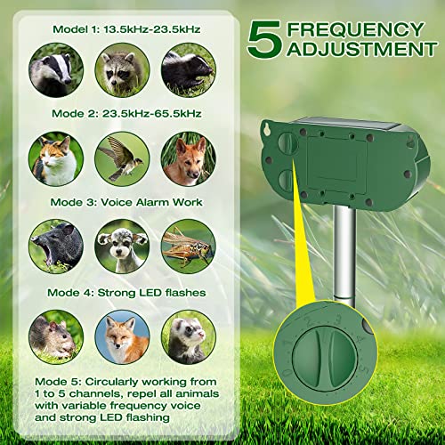 Umila Ultrasonic Solar Animal Repeller, 2022 Upgrade Cat Repellent Outdoor, Squirrel, Deer, Raccoon, Skunk, Rabbit, Dog, Cat, Waterproof with Alarm and LED Flashing Light