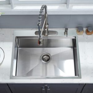 EcoChannels Kitchen Sink, 25 x 22 Inch Drop in Kitchen Sink Stainless Steel Topmount Kitchen Sink Workstation Sink Single Bowl