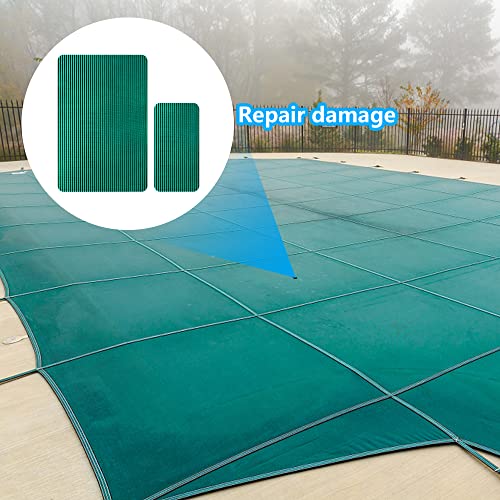 Lfutari 6pcs Swimming Pool Cover Repair Kit - Pool Safety Cover Patch Kit - Self-Adhesive Mesh Pool Cover Saver Patch Kit for Inground Safety Pool Cover (2pcs 12x8 inch+4pcs 4X8 inch)