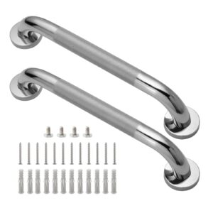 Rockgoya Shower Grab Bar, 2 Pack 16 Inch Bathroom Grab Bar, 304 Stainless Steel 1.25" Diameter Anti-Slip Handicap Grab Bar Support Shower Rail Senior Handrail Shower Safety Bar Handle