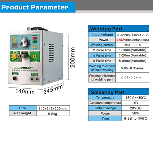 RCBDBSM 709AD+ 3.2KW Battery Spot Welder, Automatic Induction Pulse Welding Machine for 18650 14500 Lithium Batteries Battery Pack with Cooling System and LED Lighting