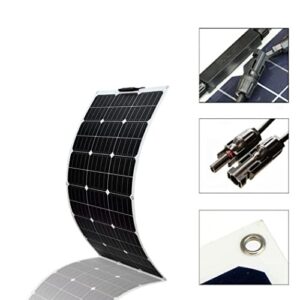 18 Volt 100 Watt Black Flexible Solar Panel Kit Portable Outdoor Solar Panel Battery Charger IP68 Waterproof for Camping, RV, Boat, Cabin, Van Car, Uneven Surfaces (18v)