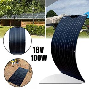 18 Volt 100 Watt Black Flexible Solar Panel Kit Portable Outdoor Solar Panel Battery Charger IP68 Waterproof for Camping, RV, Boat, Cabin, Van Car, Uneven Surfaces (18v)