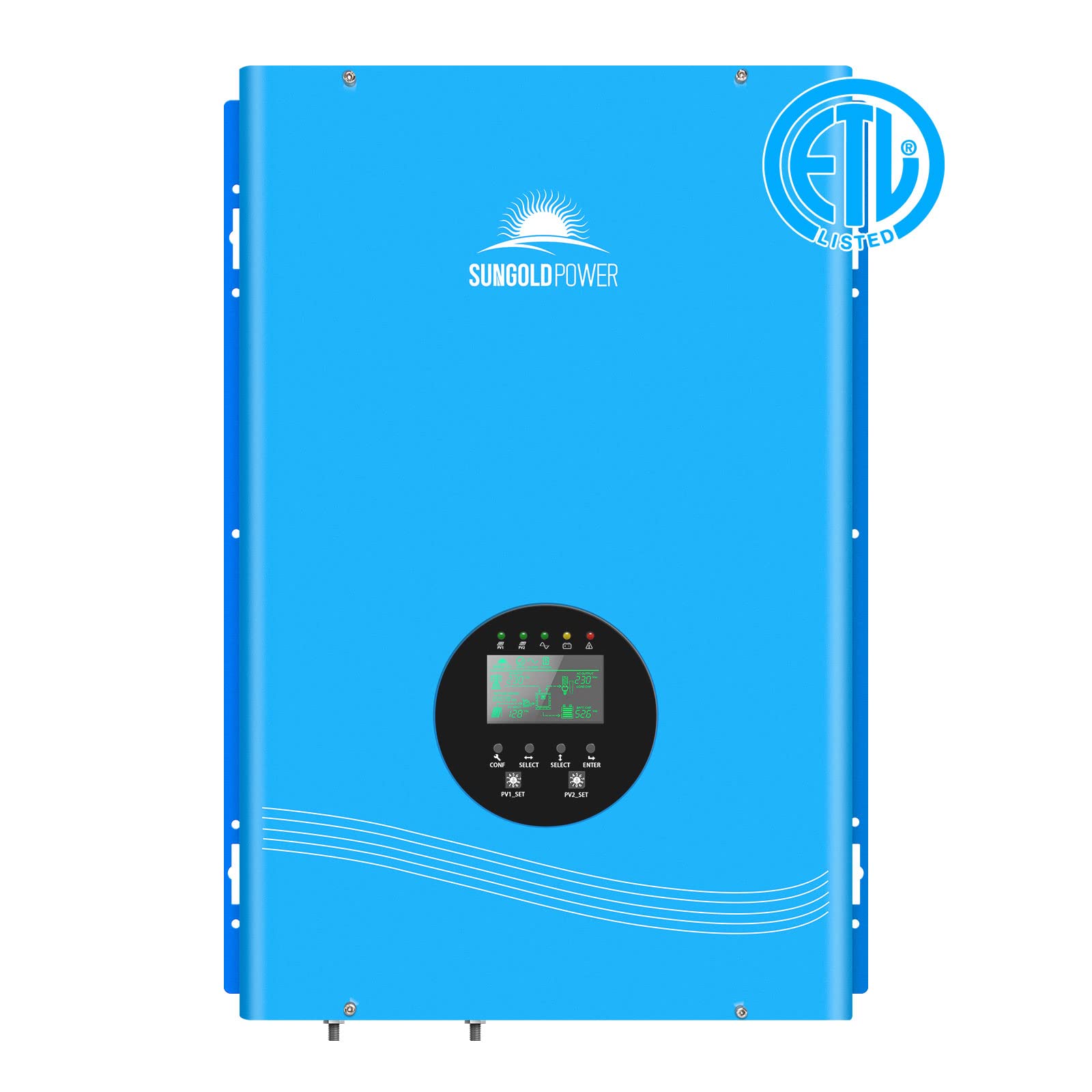 UL1741 12000W DC 48V MPPT Solar Inverter Charger,Low Frequency Pure Sine Wave Split Phase Inverter AC Input 240V to Output 120V / 240V, with 80A AC Charger, Off Grid Inverter Made by SUNGOLDPOWER