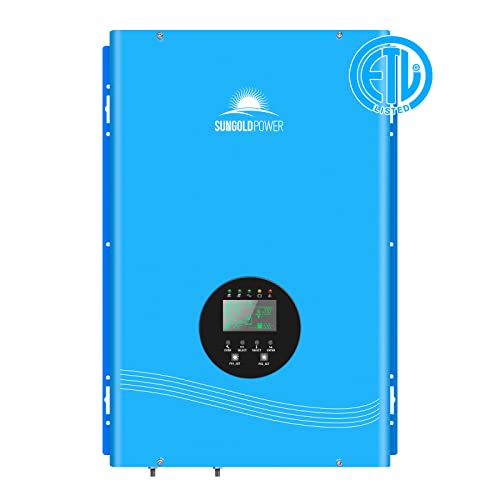 UL1741 8000W DC 48V MPPT Solar Inverter Charger,Low Frequency Pure Sine Wave Split Phase Inverter AC Input 240V to Output 120V / 240V, with 80A AC Charger, Off Grid Inverter Made by SUNGOLDPOWER