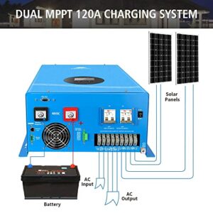 UL1741 8000W DC 48V MPPT Solar Inverter Charger,Low Frequency Pure Sine Wave Split Phase Inverter AC Input 240V to Output 120V / 240V, with 80A AC Charger, Off Grid Inverter Made by SUNGOLDPOWER