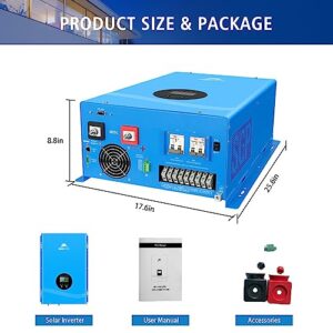 UL1741 8000W DC 48V MPPT Solar Inverter Charger,Low Frequency Pure Sine Wave Split Phase Inverter AC Input 240V to Output 120V / 240V, with 80A AC Charger, Off Grid Inverter Made by SUNGOLDPOWER