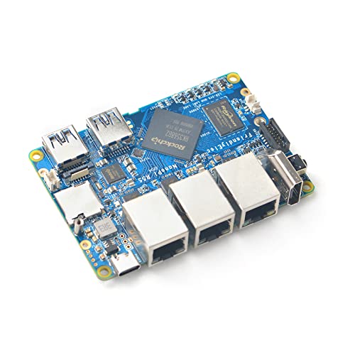 Nanopi R5S Travel Mini VPN Router OpenWRT Single Board Computer with Three Gbps Ethernet Ports LPDDR4X 2GB RAM Based on Rockchip RK3568 Soc for IOT NAS Smart Home Gateway Support Android Debian