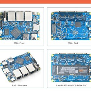 Nanopi R5S Travel Mini VPN Router OpenWRT Single Board Computer with Three Gbps Ethernet Ports LPDDR4X 2GB RAM Based on Rockchip RK3568 Soc for IOT NAS Smart Home Gateway Support Android Debian