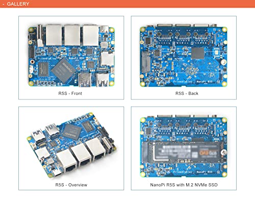 Nanopi R5S Travel Mini VPN Router OpenWRT Single Board Computer with Three Gbps Ethernet Ports LPDDR4X 2GB RAM Based on Rockchip RK3568 Soc for IOT NAS Smart Home Gateway Support Android Debian