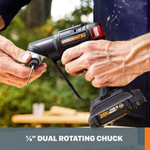 Worx Nitro 20V SwitchDriver 2.0, 2-in-1 Brushless Cordless Drill Driver, 2-in-1 Drill Set Rotatable Dual 1/4" Chucks, Compact Cordless Drill with Digital Torque Setting WX177L.9 – (Tool Only)