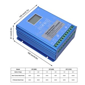 FOUF Wind Solar Hybrid Controller, 12V 24V LCD Display MPPT Boost Charging Multifunctional LCD Wind Solar Controller, Battery Off Grid Controller Wind Turbine Solar Hybrid MPPT Charge Boost