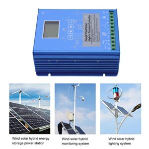 FOUF Wind Solar Hybrid Controller, 12V 24V LCD Display MPPT Boost Charging Multifunctional LCD Wind Solar Controller, Battery Off Grid Controller Wind Turbine Solar Hybrid MPPT Charge Boost