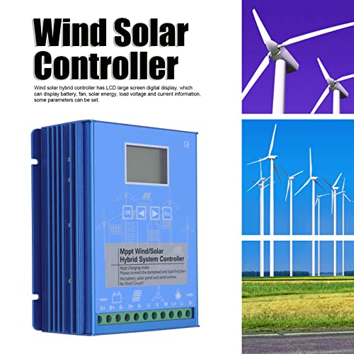 FOUF Wind Solar Hybrid Controller, 12V 24V LCD Display MPPT Boost Charging Multifunctional LCD Wind Solar Controller, Battery Off Grid Controller Wind Turbine Solar Hybrid MPPT Charge Boost