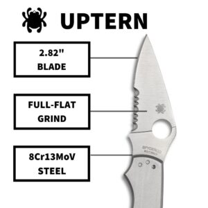 Spyderco UpTern Pocket Knife with 8Cr13MoV Blade and Stainless Steel Handle (CombinationEdge)