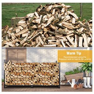 RedSwing Firewood Rack Outdoor, 8 Foot Heavy Duty Logs Holder for Fireplace Metal Wood Pile Storage Stacker Organizer, Square Tube 8ft Black