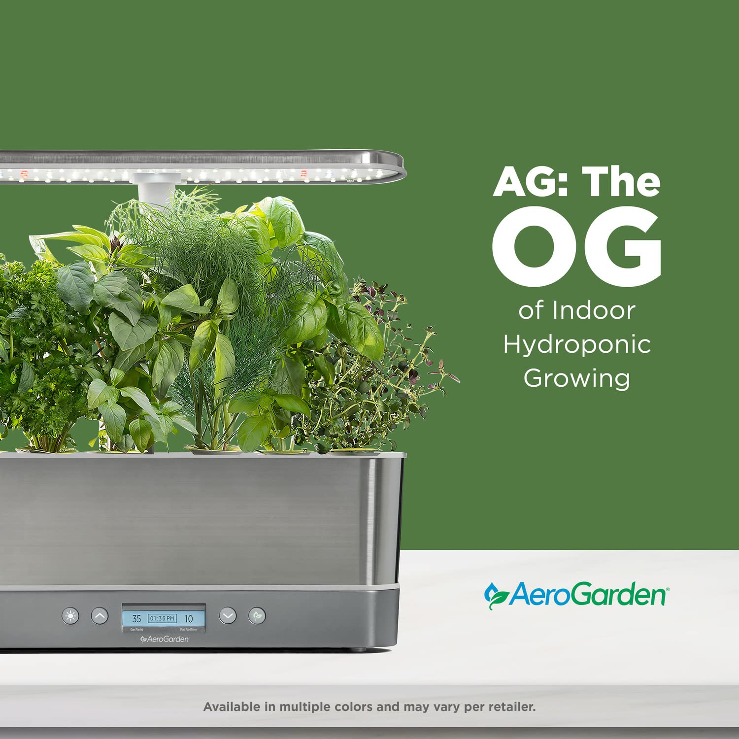 AeroGarden Harvest Elite Slim Indoor Garden Hydroponic System with LED Grow Light and Herb Kit, Holds up to 6 Pods, White