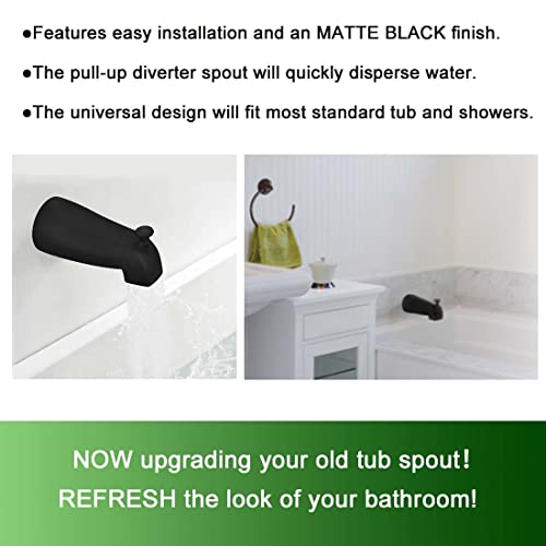 Bathtub Faucets Bath Tub Tube Spout Spicket Slip FIT Wall Mount Bathroom Faucet with Pull Up Diverter Matte Black