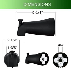 Bathtub Faucets Bath Tub Tube Spout Spicket Slip FIT Wall Mount Bathroom Faucet with Pull Up Diverter Matte Black