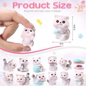 14 Pcs Cat Figurines Cute Miniature Figures Mini Cat Cake Toppers Moss Landscape Waterproof Resin Kitten Garden Miniature Terrarium Figurines for Garden Home Party Cake Decor Supplies (Adorable)