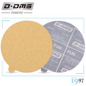 362X - 6 Inch Gold PSA Sanding Discs 80 120 220 320 400 Grit (50 Total, 10 Each), Stick Back Sand Paper for DA Sander, Self Adhesive Sandpaper for Woodworking and Automotive - D DMS DIMEISI