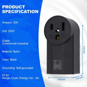 NEMA 6-50R Receptacle 2-Pole 3-Wire Surface Mount Power Receptacle 250V 50A UL Listed, Micmi Black (NEMA 6-50R)